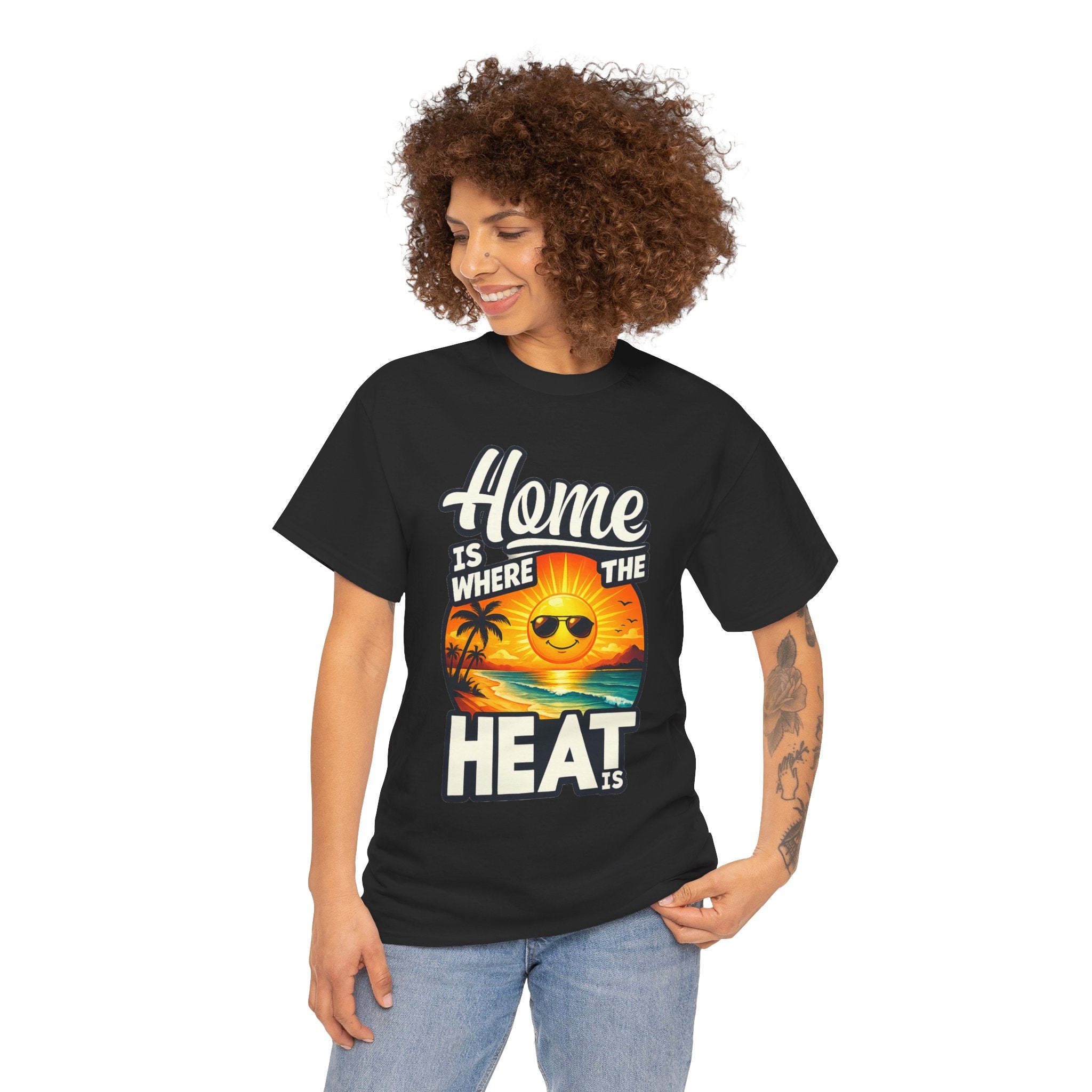 Home Is Where The Heat Is T-Shirt — Retro Beach Sunset Tee