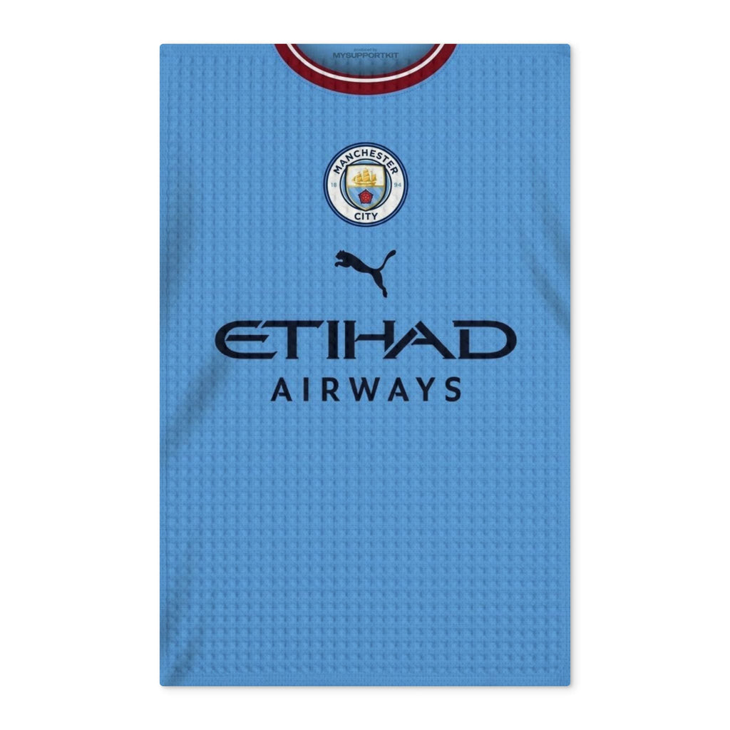 Manchester City Football Waffle Tea Towel — Double-Sided Soccer Kitchen Towel