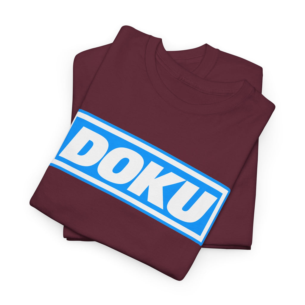 Doku Manchester City Player Logo Cotton Tee — Minimal Blue Box Graphic T-Shirt