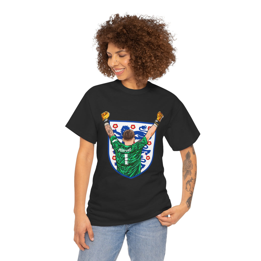 Pickford England Number 1 Goalkeeper Graphic Tee — Victory Pose Jersey Design