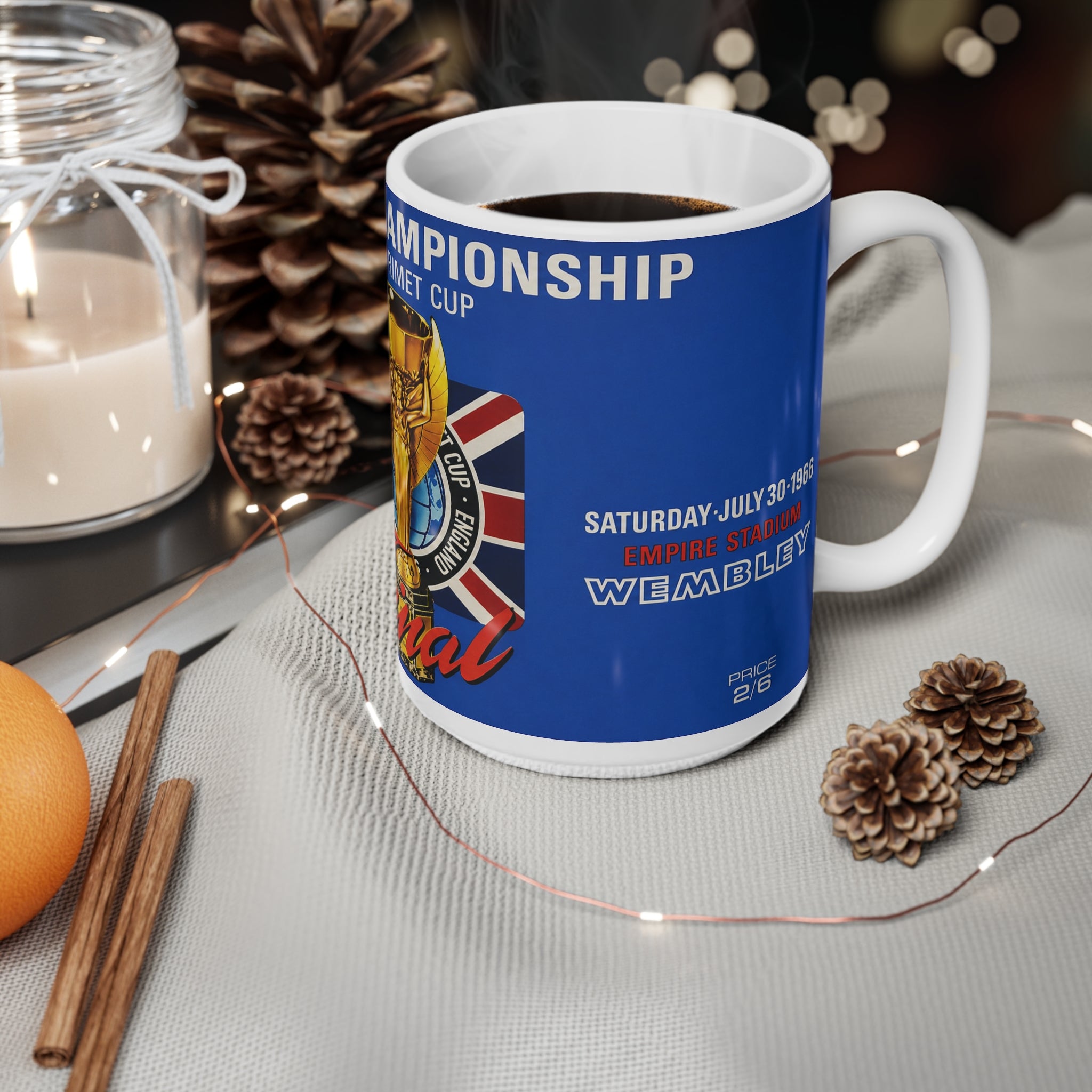 1966 World Cup Final Programme Inspired — Jules Rimet Cup England vs West Germany Ceramic Coffee Cup (11oz/15oz)