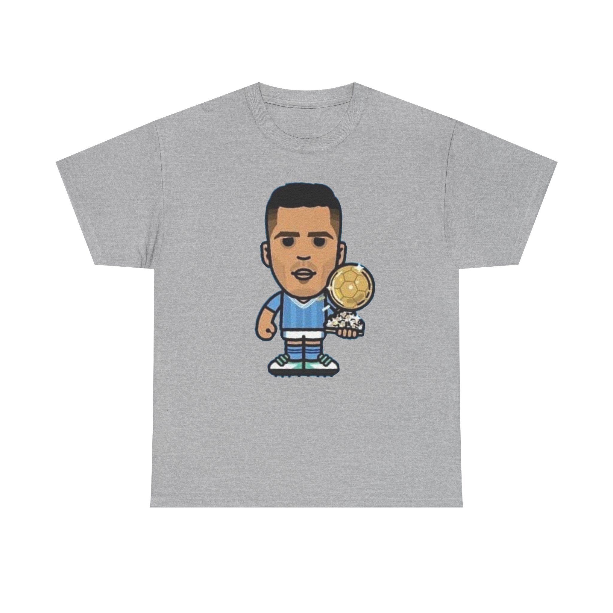 Rodri Manchester City Cartoon Tee — Player Holding Trophy Graphic Shirt