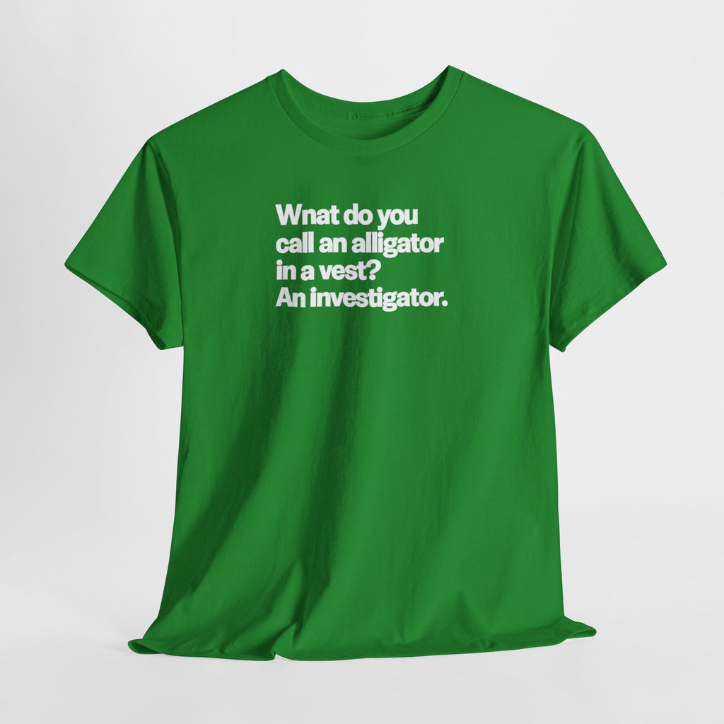 What do you call an Alligator White Minimalist Funny Tee — Subtle Embossed Text Casual T-Shirt