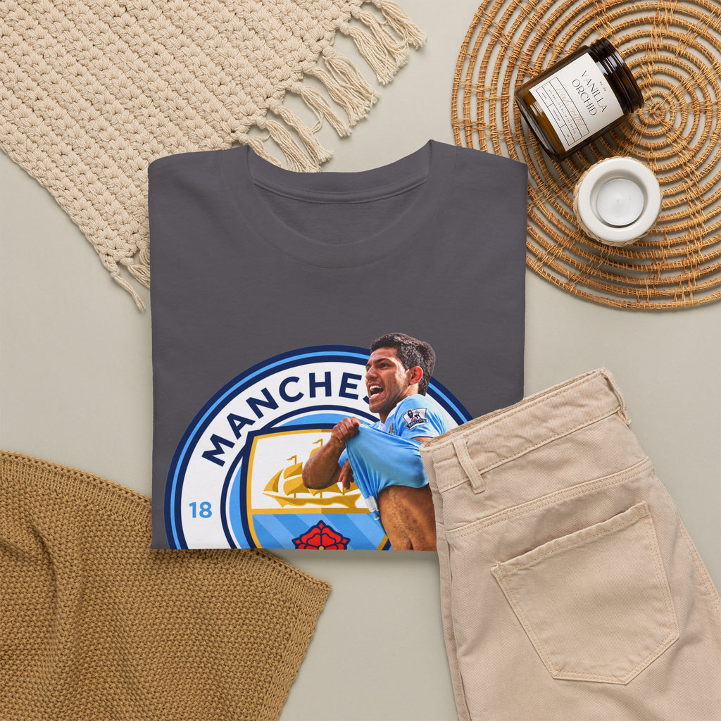 Sergio Aguero Manchester City Legend Soccer Tee — Player Celebration Graphic T-Shirt