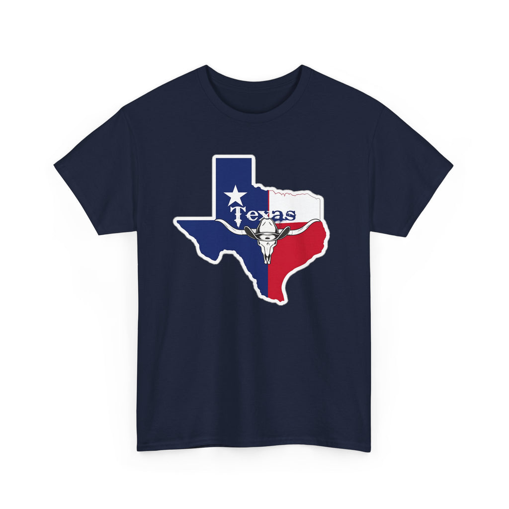 Texas Flag Outline T-Shirt — Lone Star State Map Tee with 'Texas' Text
