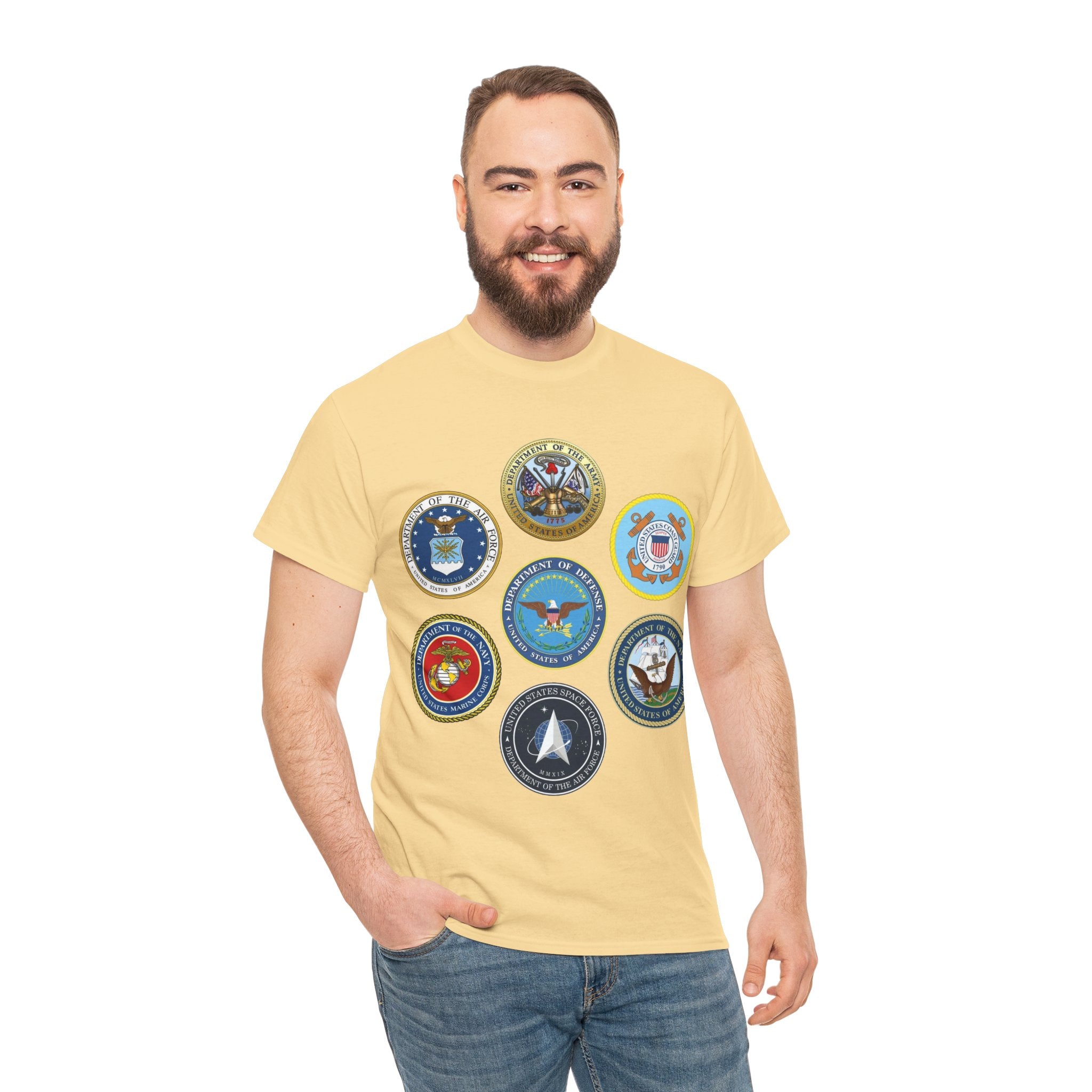 Military Branch Seals T-Shirt — Vintage US Armed Forces Emblems Tee