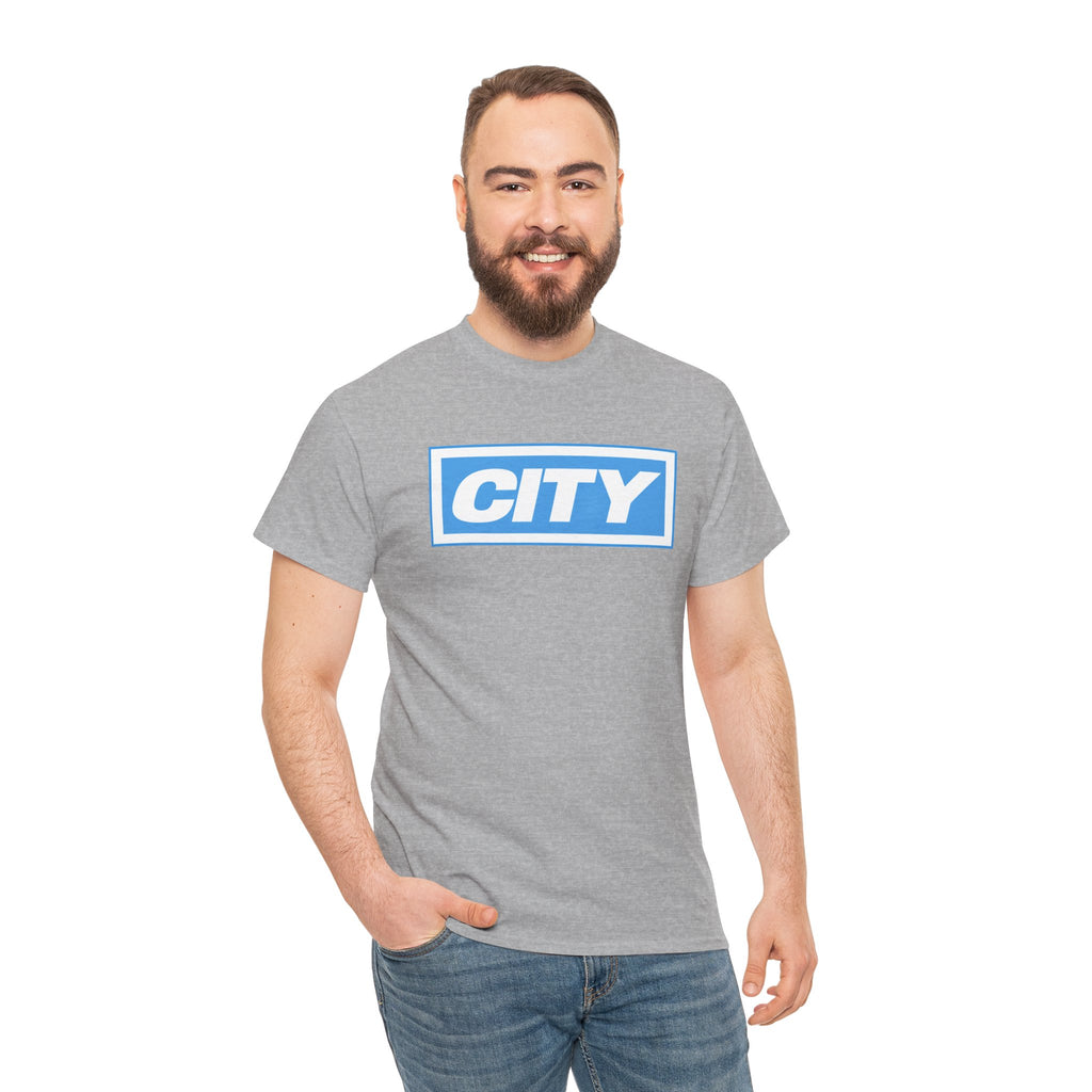 City Logo T-Shirt — Bold Blue Box Graphic Tee