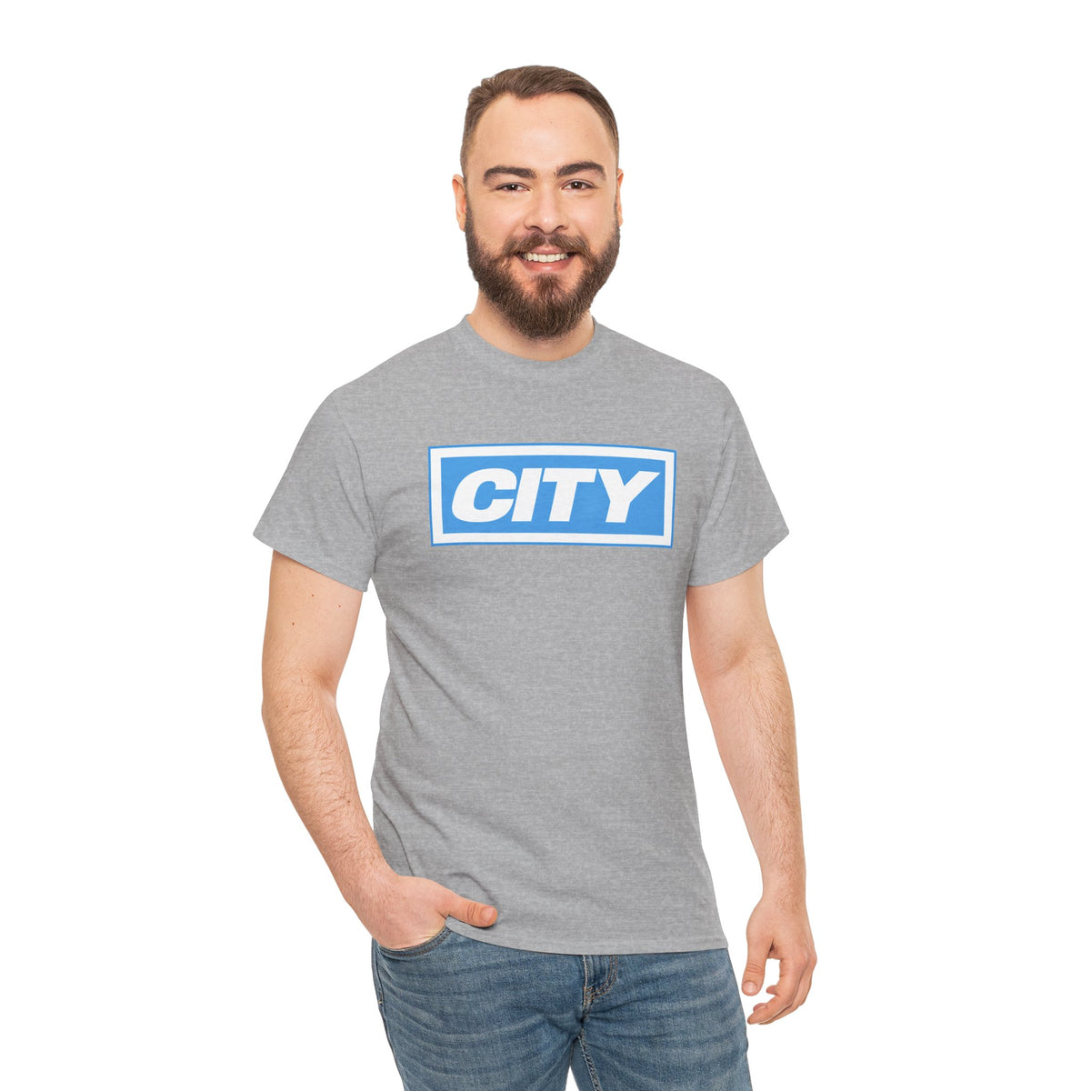 City Logo T-Shirt — Bold Blue Box Graphic Tee