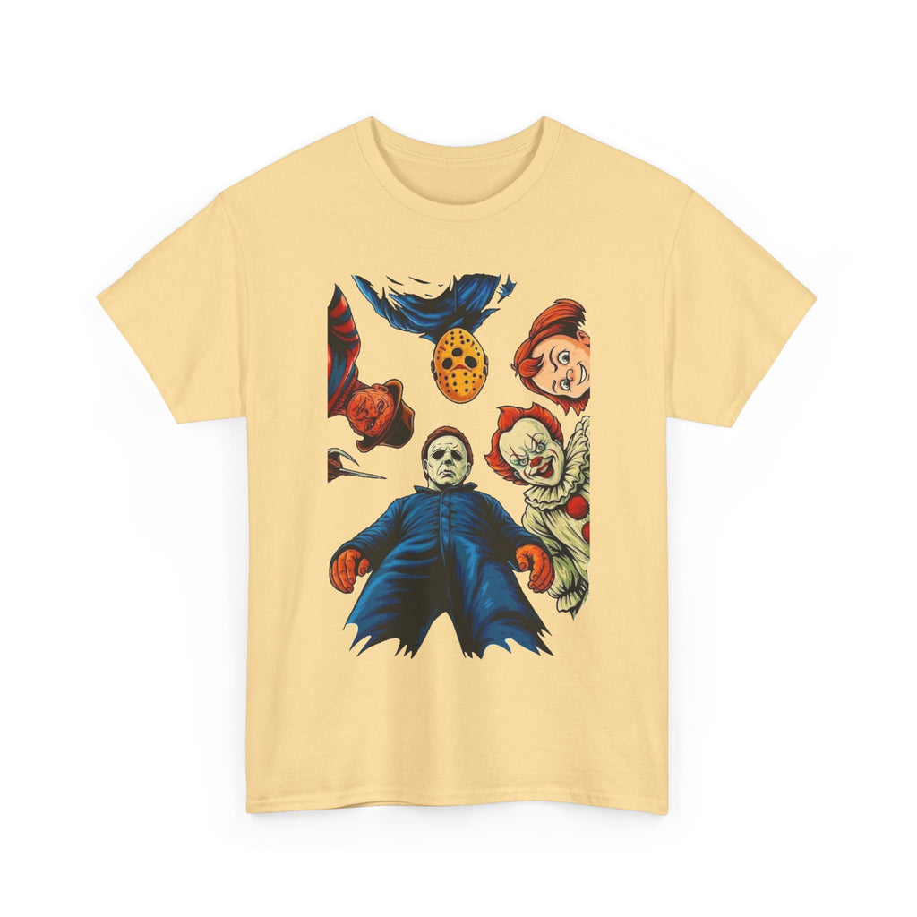 Horror Movie Icons Graphic Tee — Michael Myers, Jason & Classic Clowns Halloween T-Shirt