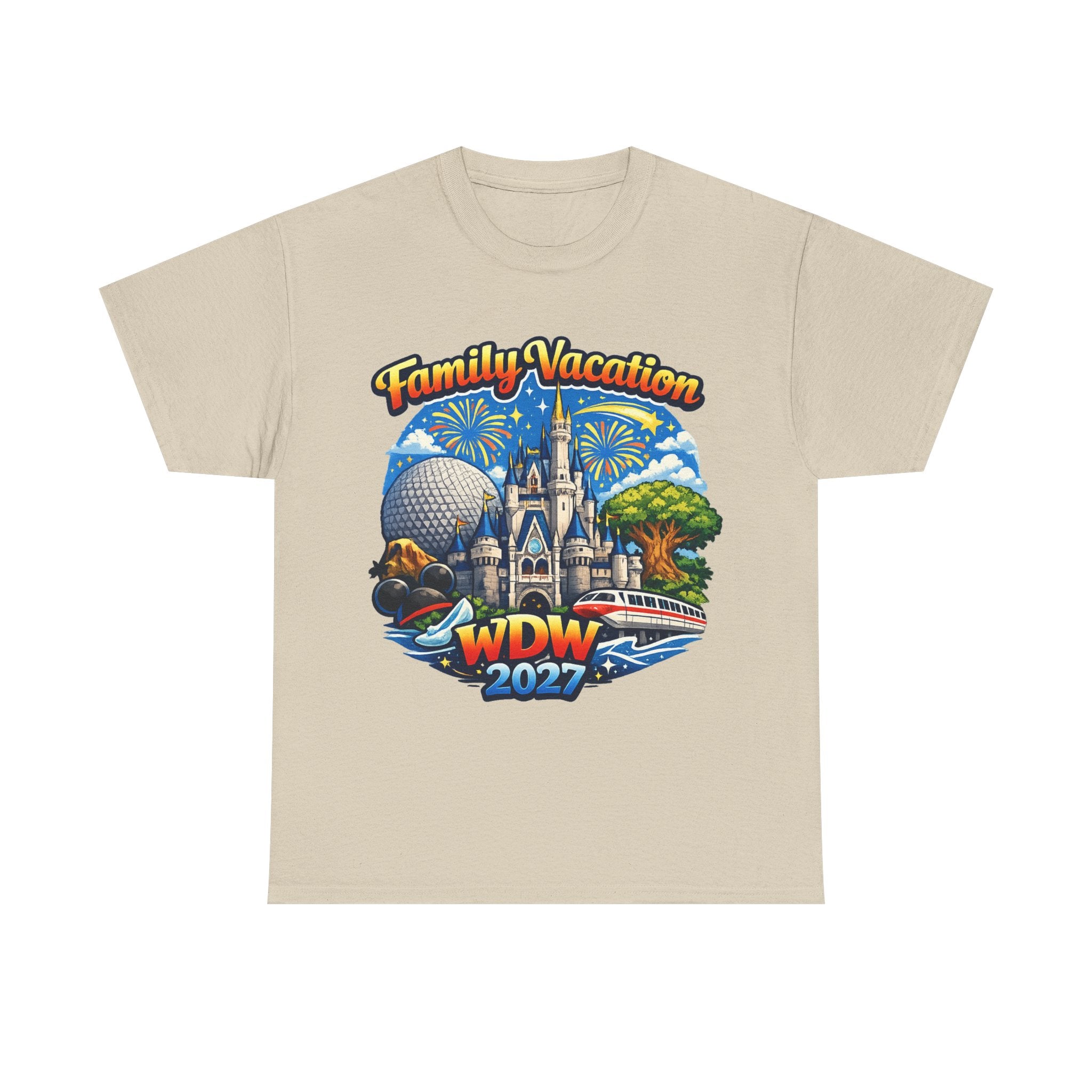 Family Vacation WDW 2027 T-Shirt – Disney Park Castle & Fireworks Vacation Tee
