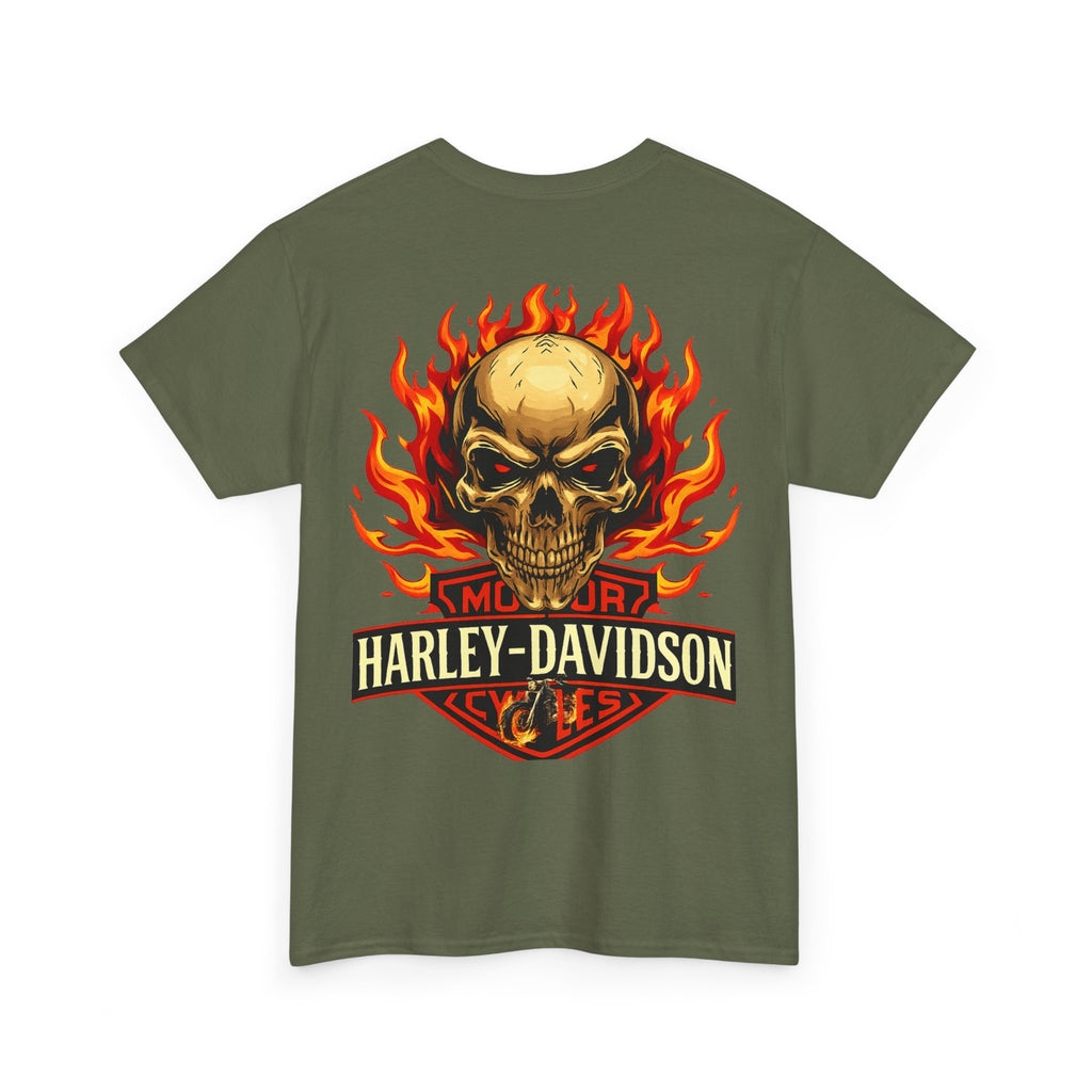 Harley-Davidson Flame Skull Inspired Cotton T-Shirt