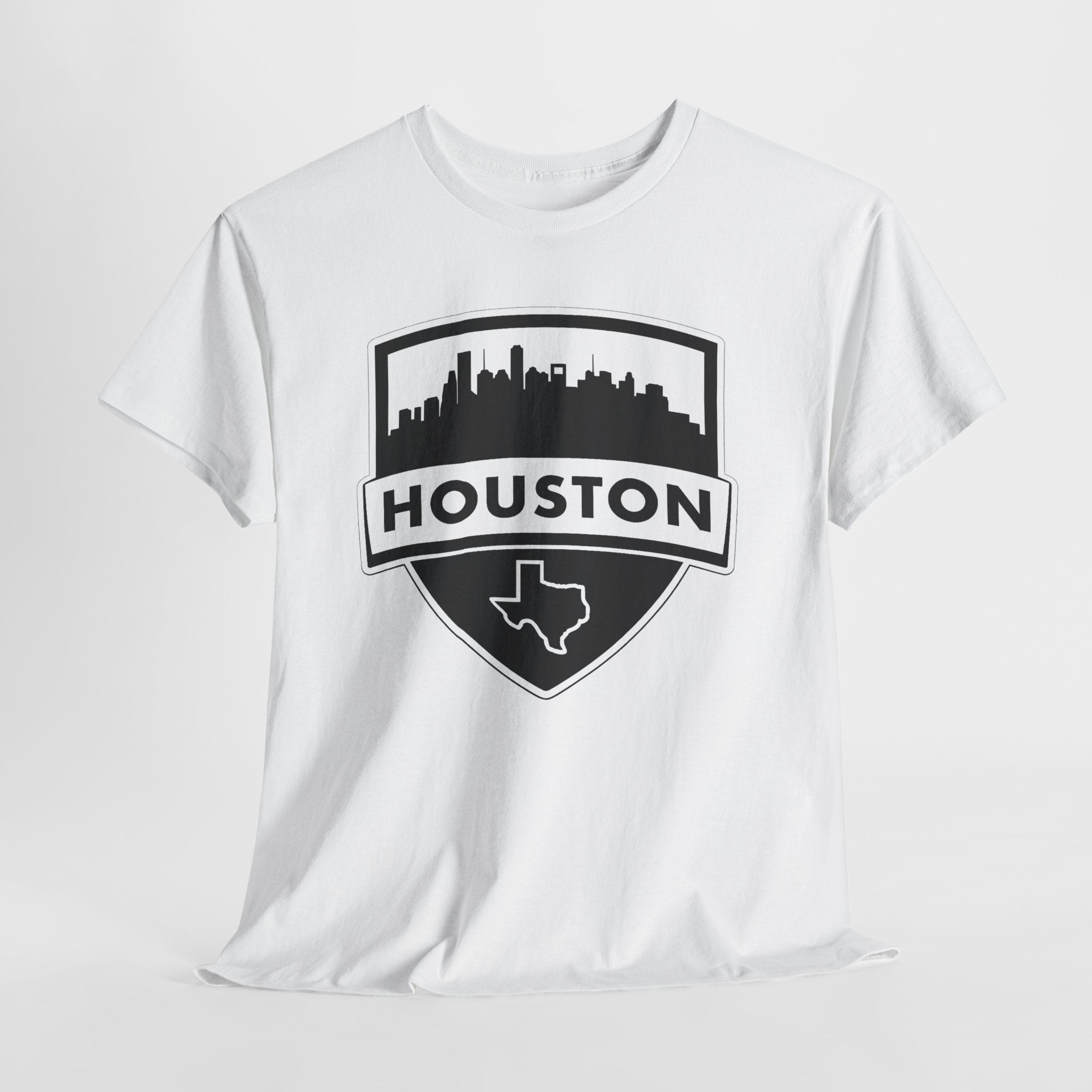 Houston Skyline Shield T-Shirt — Texas Outline City Pride Tee