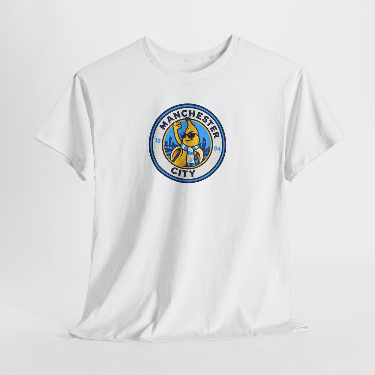 Manchester City Banana Crest Unisex Heavy Cotton T-Shirt / Tee