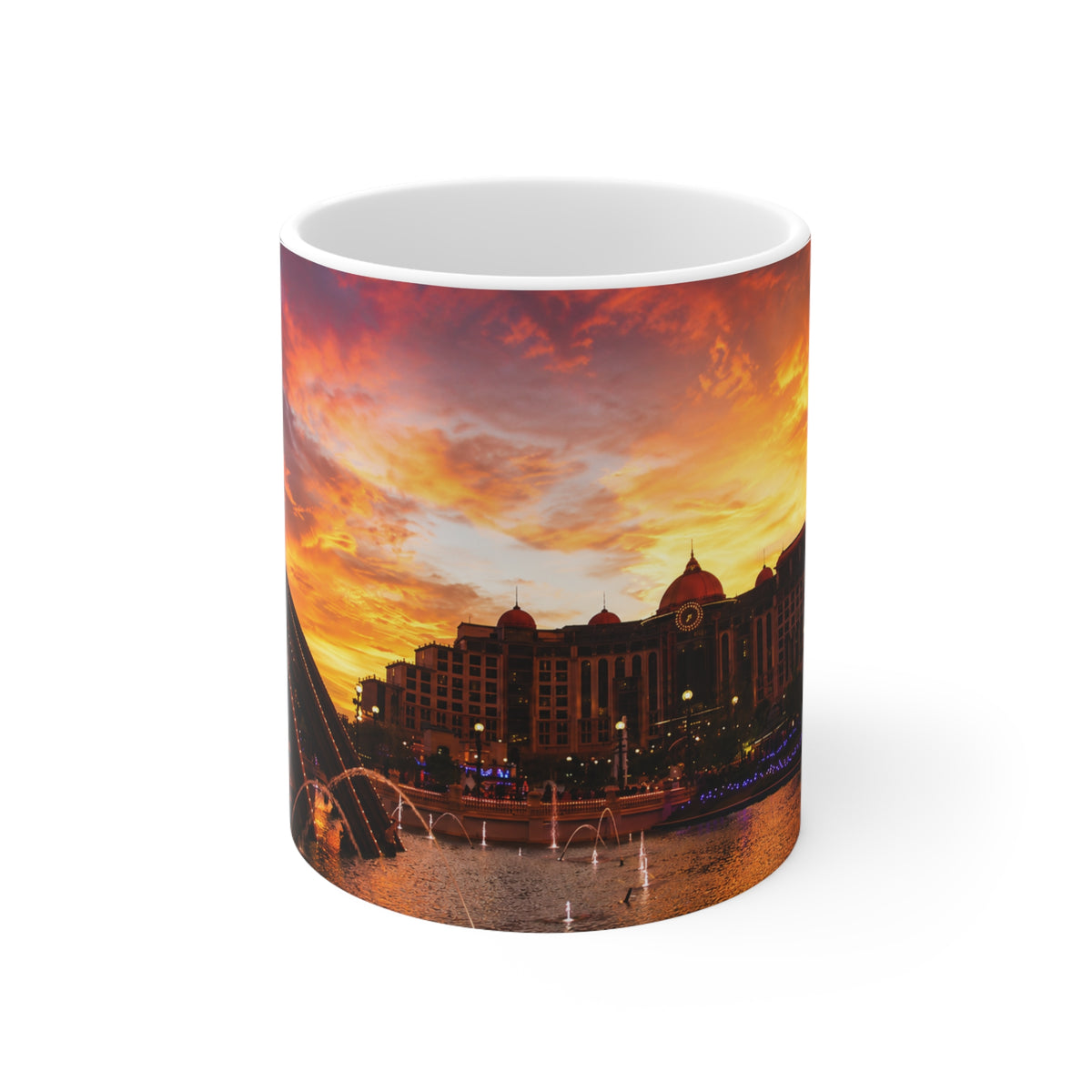 Epic Universe Sunset Ceramic Mug — Vibrant Sunset Skyline Coffee Cup (11oz & 15oz)