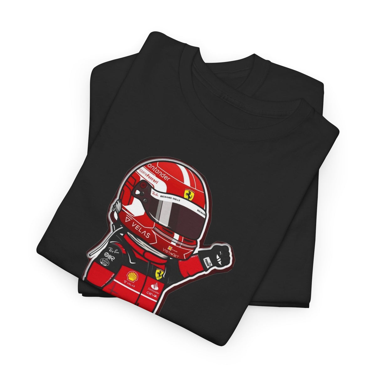 Race Car Driver Cartoon Tee — Cute Red Helmet Racing Shirt