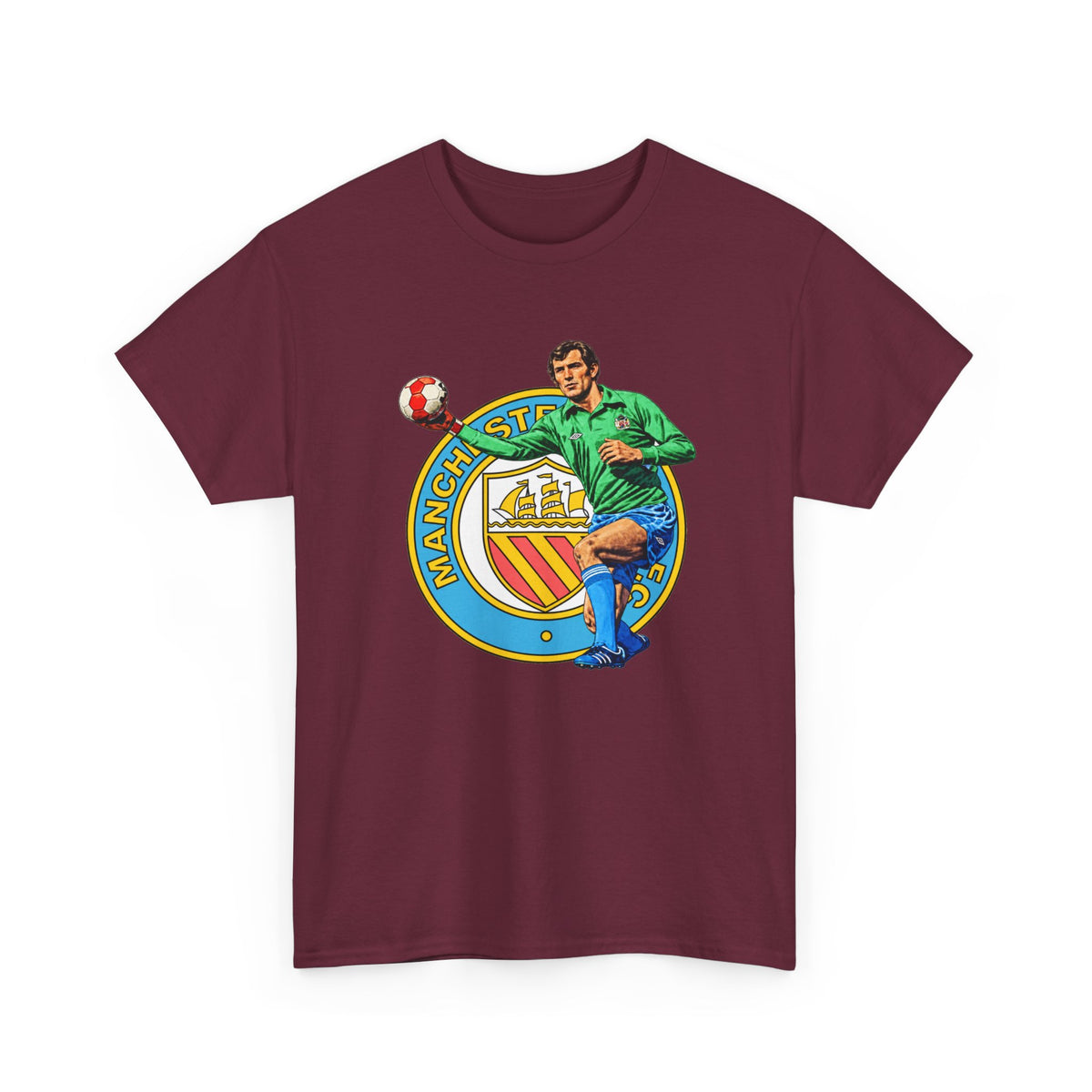 Joe Corrigan Manchester City Crest T-Shirt — Vintage Football Player Graphic Tee