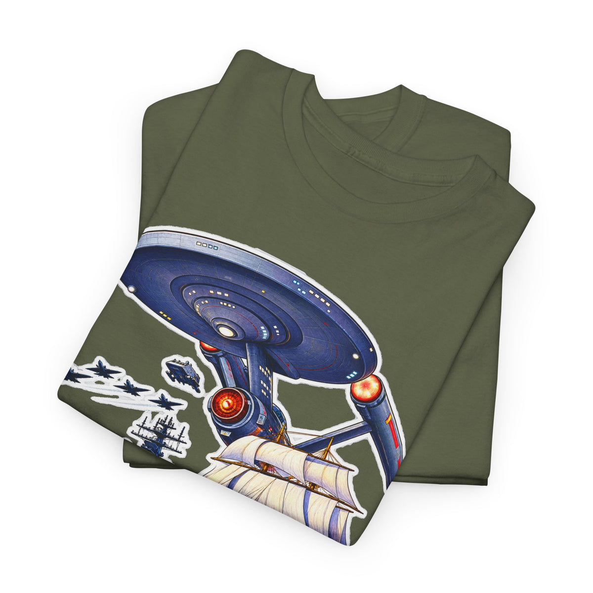 Nautical Starship Called Enterprise T-Shirt — Vintage Sailing Ship Meets Spaceship Graphic Tee