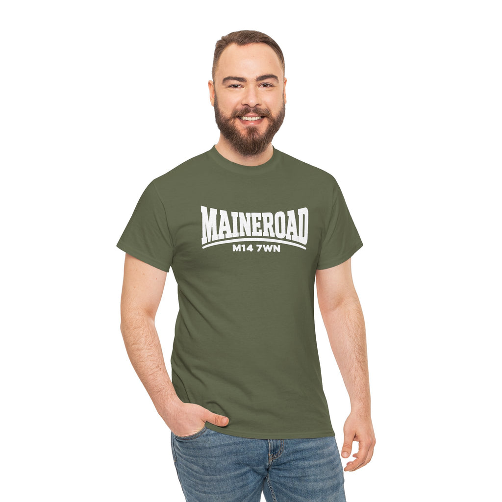 Maine Road Manchester City Cotton T-Shirt — M14 7WN Maine Graphic T-Shirt
