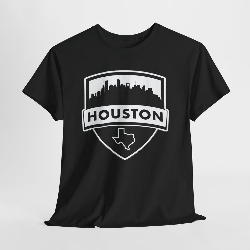 Houston Skyline Shield T-Shirt — Texas Outline City Pride Tee