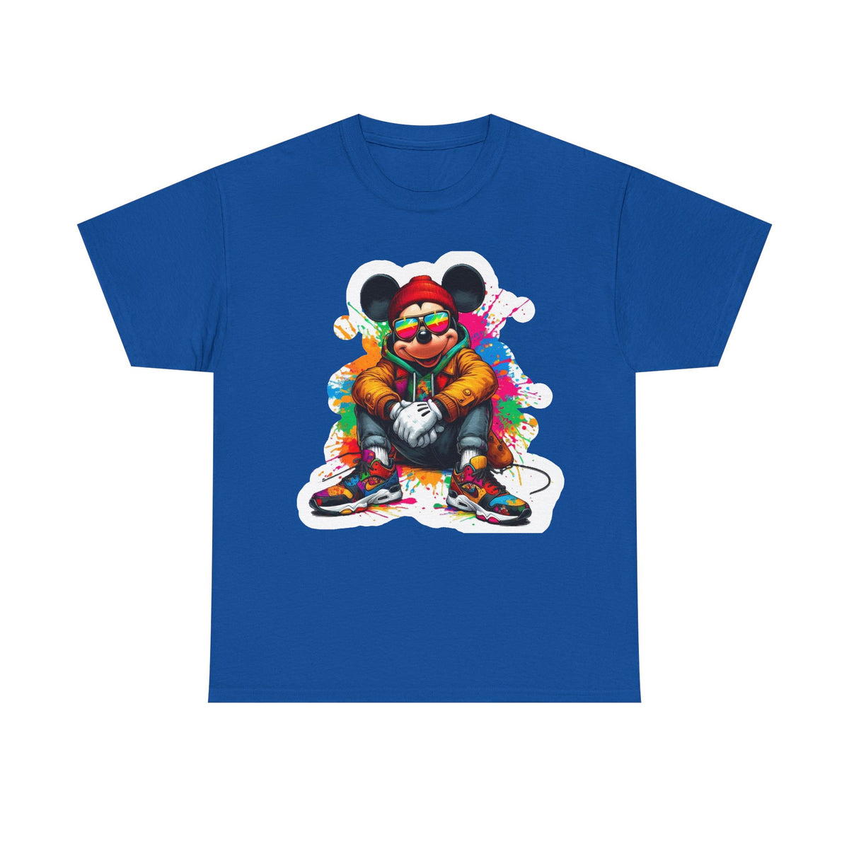 Streetwear Mouse Graphic Tee — Colorful Urban Hip-Hop Cartoon Shirt