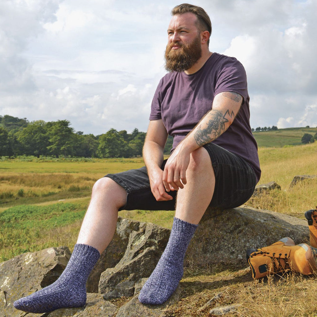 3 Pack Mens 100% Wool Socks with Reinforced Heel and Toe