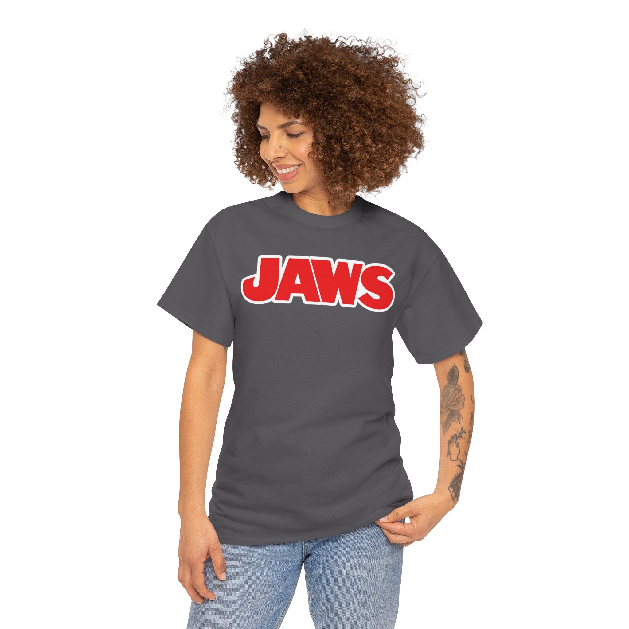 Jaws Logo Tee — Retro Red Movie Graphic T‑Shirt