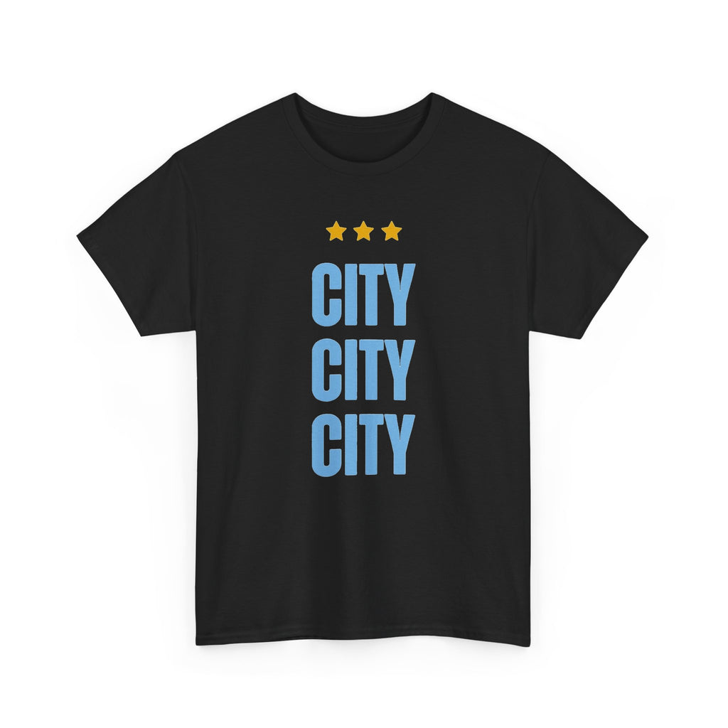 Manchester City City City Tee — Retro Three-Star Premier League Lion Soccer Shirt