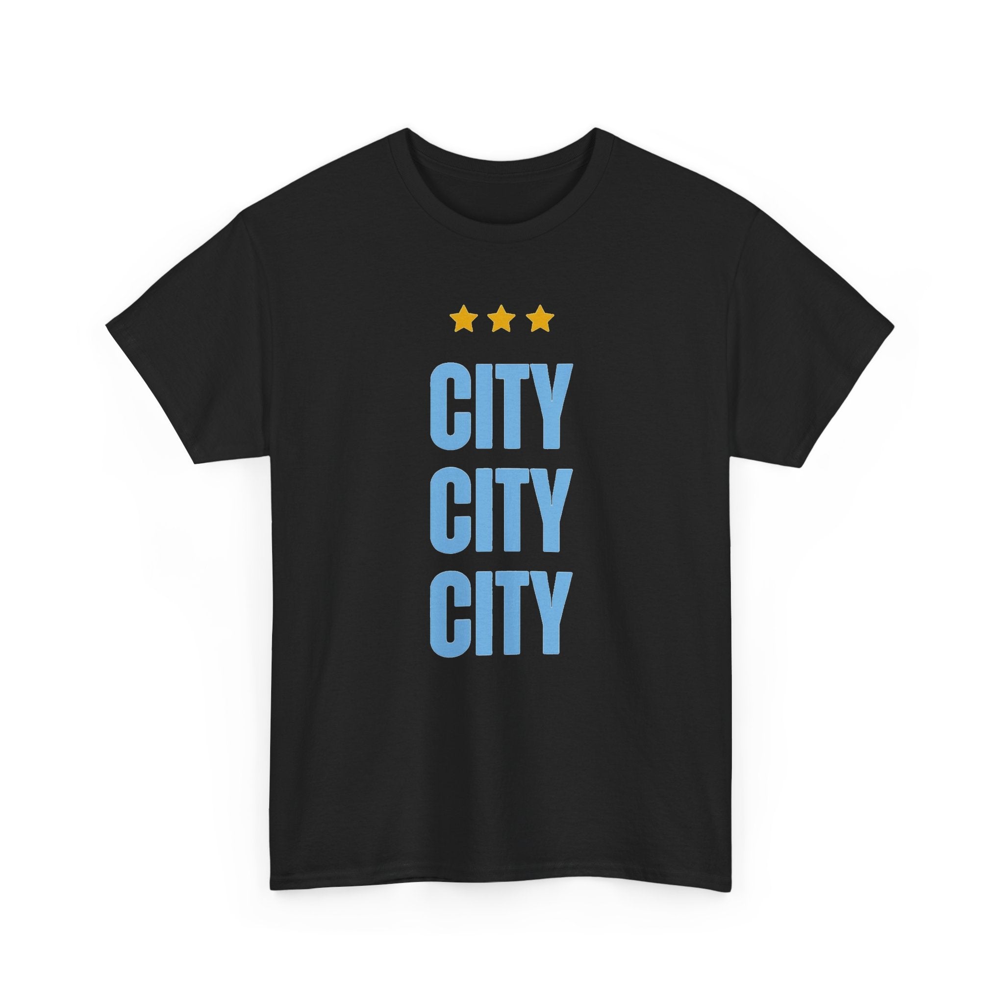 Manchester City City City Tee — Retro Three-Star Premier League Lion Soccer Shirt