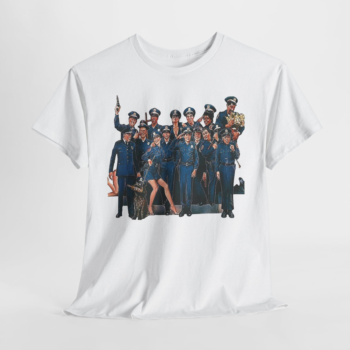 Police Academy Movie Inspired Cotton T‑Shirt — Retro Squad Photo Tee