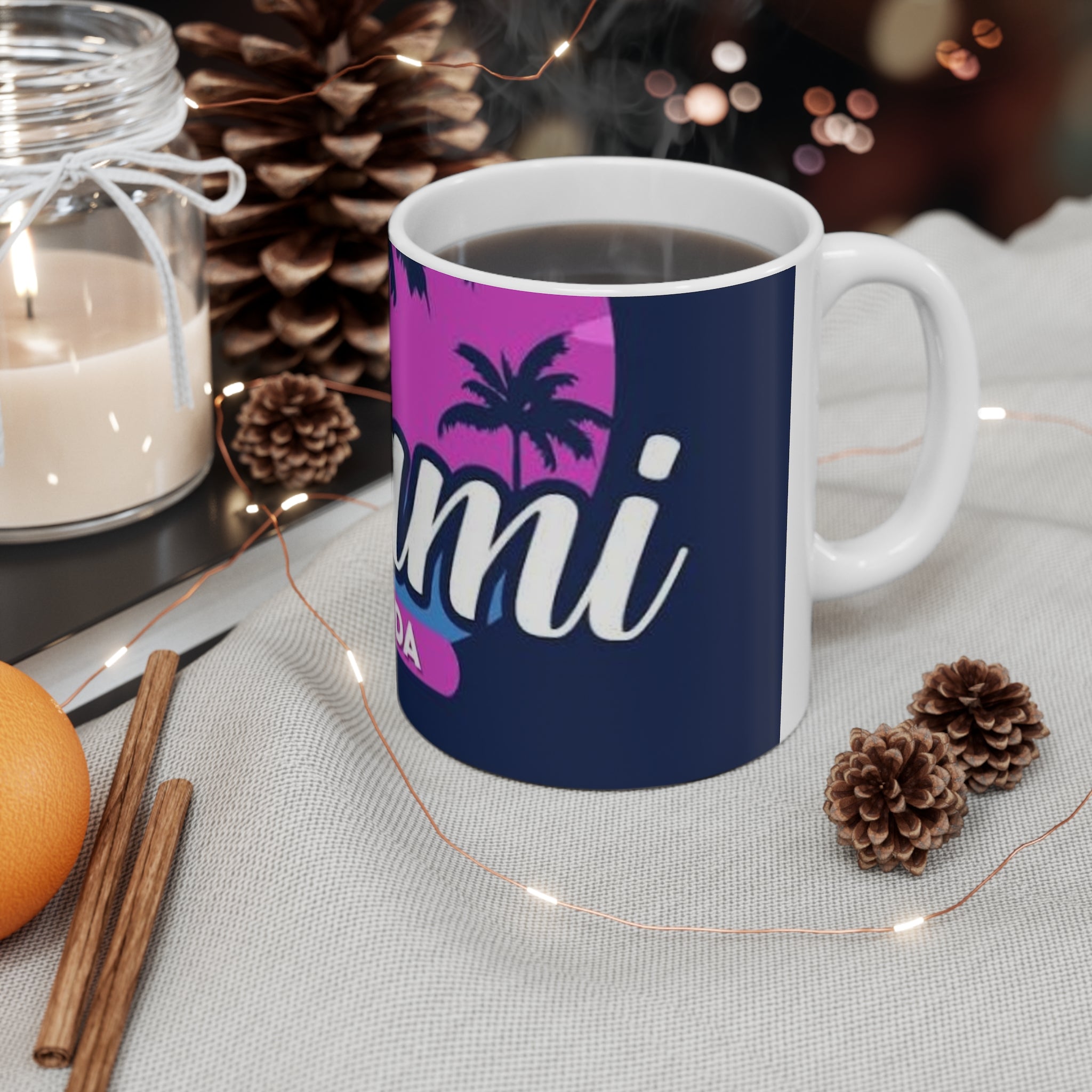 Miami Florida Retro Palm Tree Coffee Mug — 11oz & 15oz Ceramic