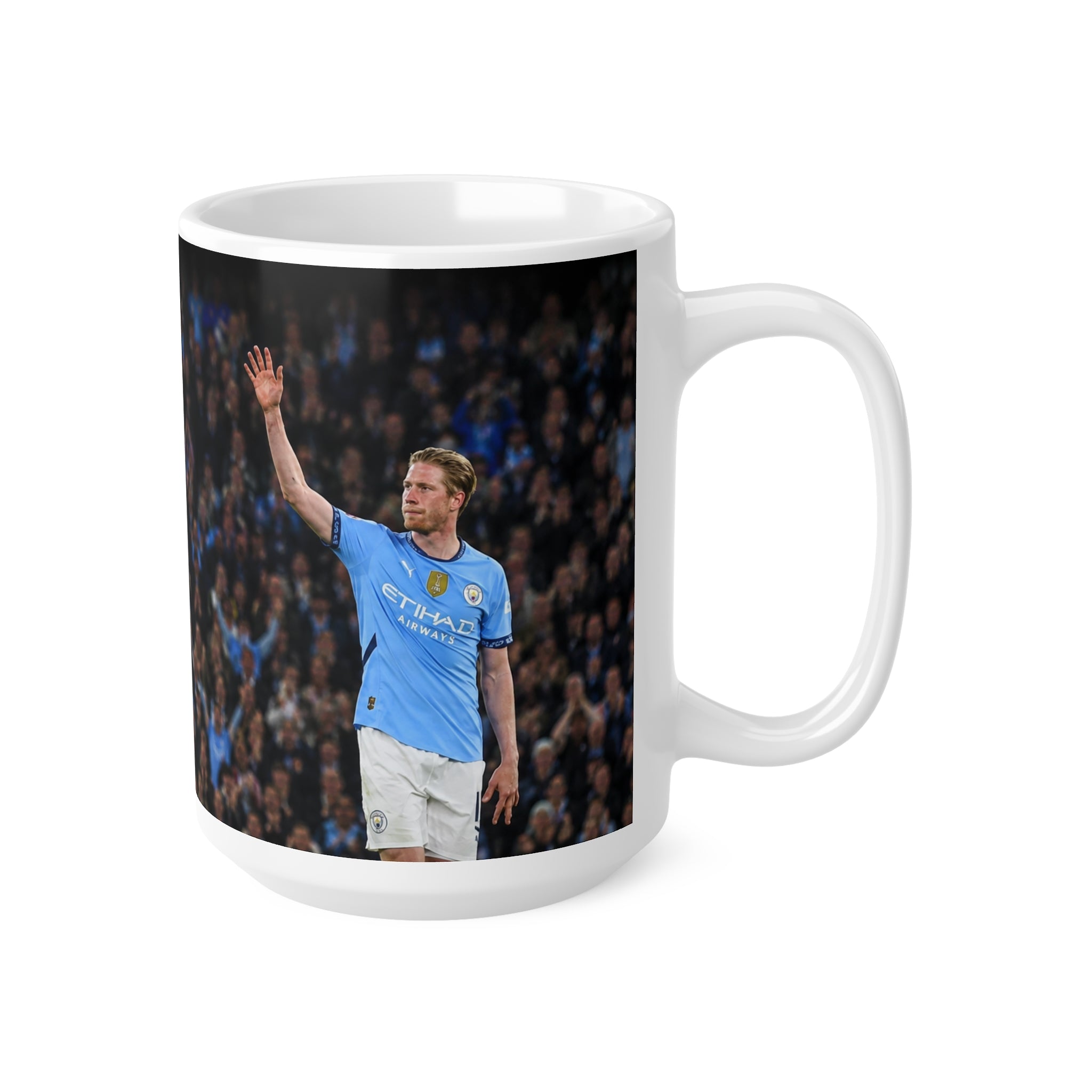Kevin De Bruyne Farewell Manchester City Ceramic Coffee Mug — Energetic Stadium Photo, 11oz & 15oz