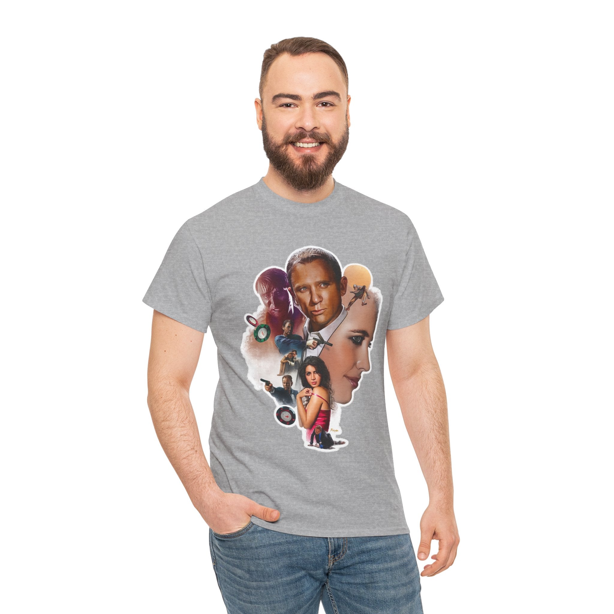 Jame Bond Movie Collage T‑Shirt — Vintage Film Noir Portrait Tee