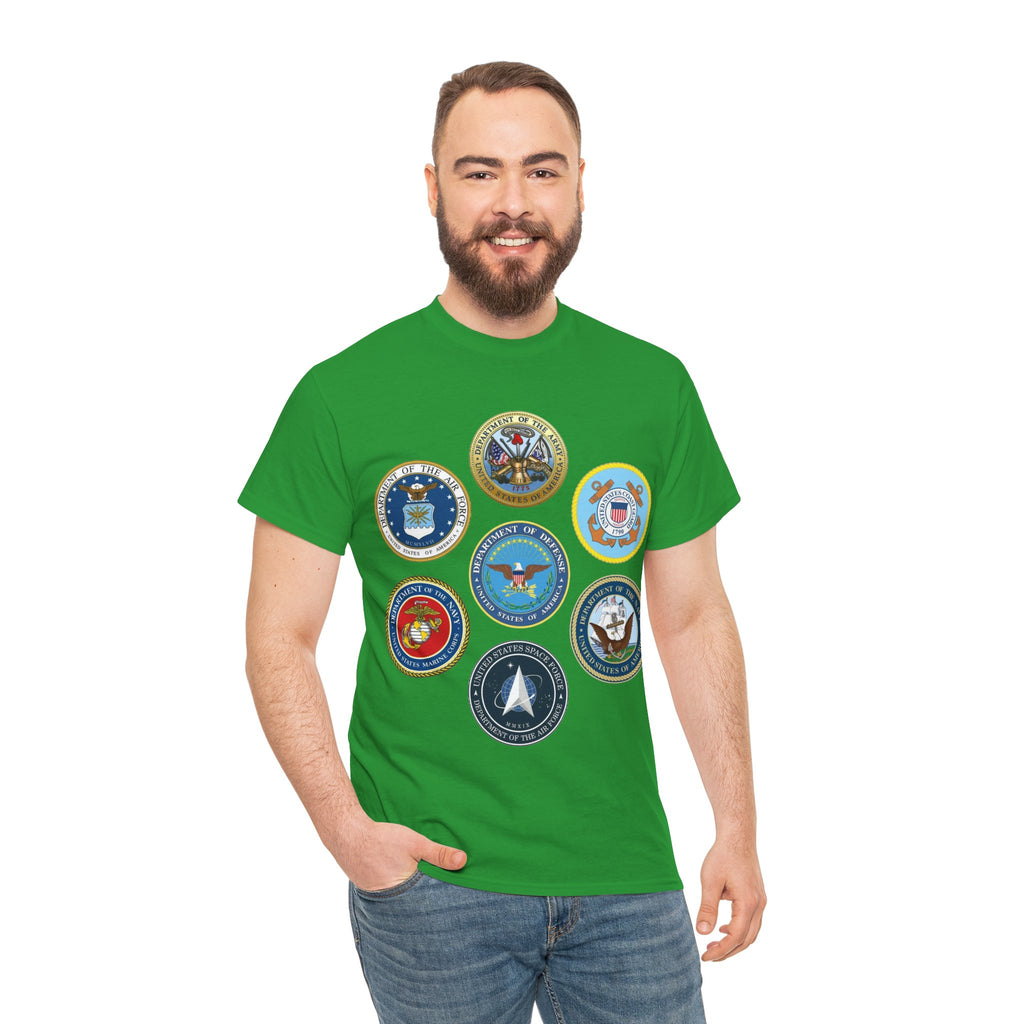 Military Branch Seals T-Shirt — Vintage US Armed Forces Emblems Tee