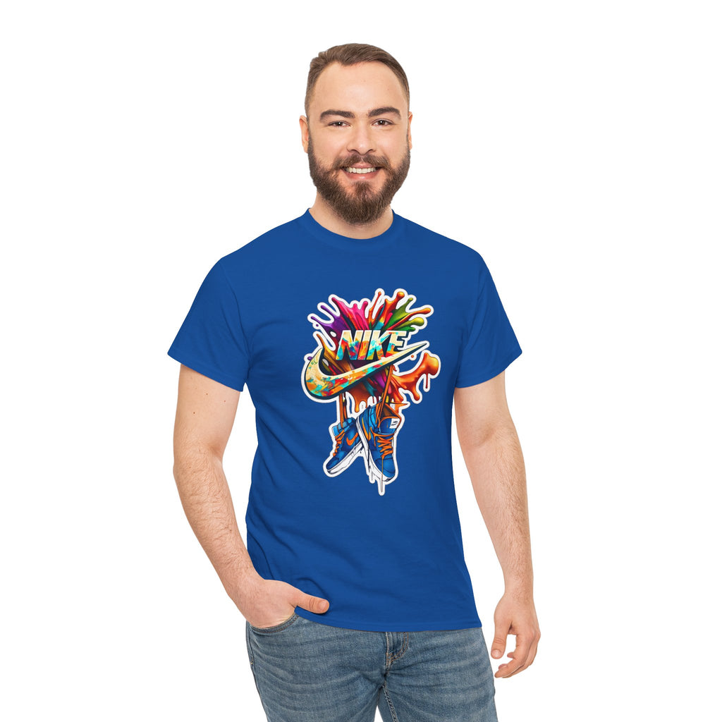 Nike Inspired Splash Graphic Tee — Colorful Sneaker Streetwear T-Shirt