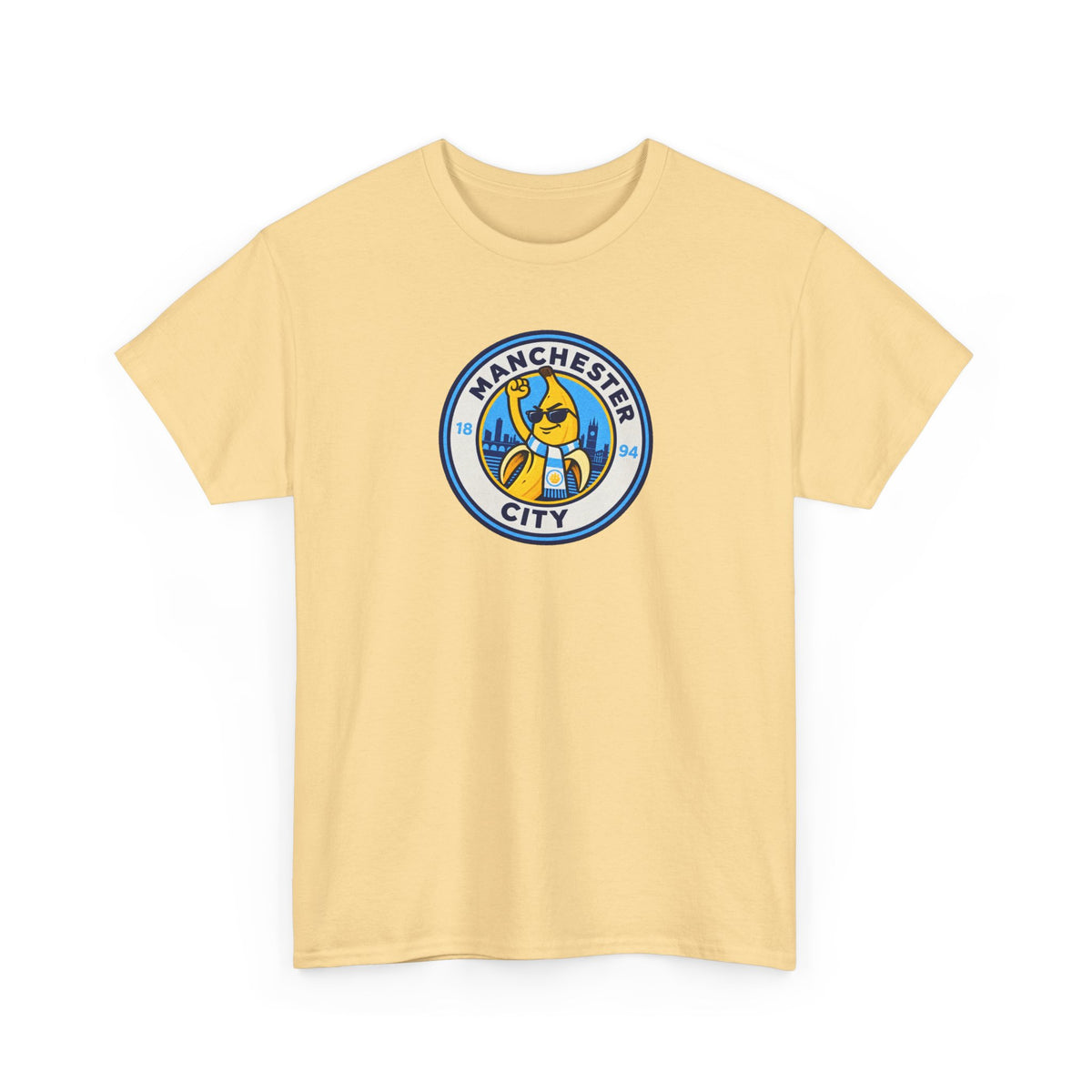 Manchester City Banana Crest Unisex Heavy Cotton T-Shirt / Tee
