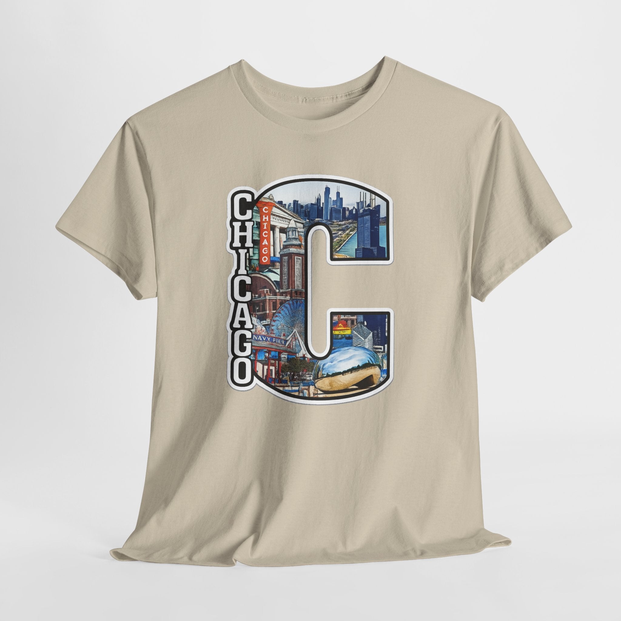 Chicago C Letter T-Shirt — City Skyline Graphic Cotton Tee