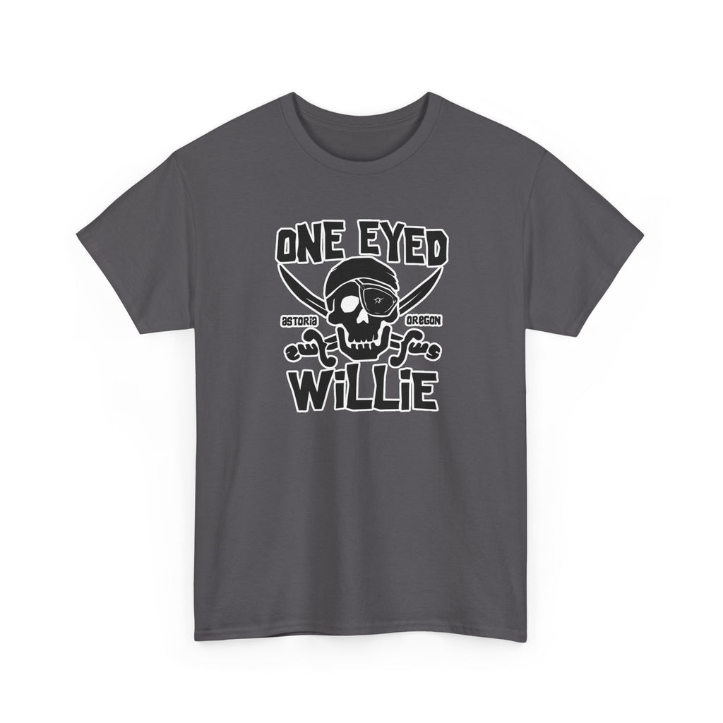 One Eyed Willie Pirate Skull Tee — Retro Nautical Adventure Graphic Shirt