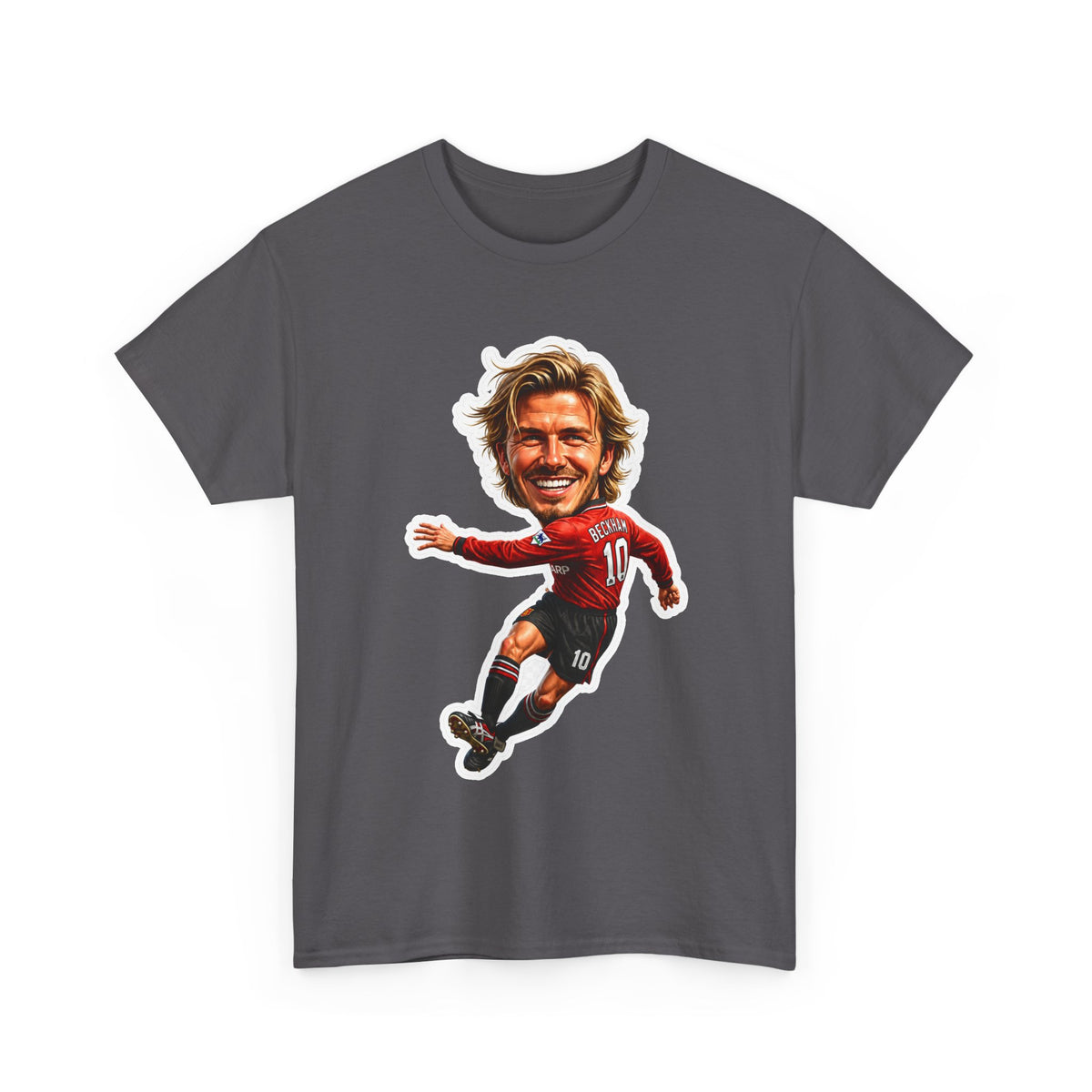 Beckham Caricature Cotton T-Shirt — Retro Football Player Graphic Tee