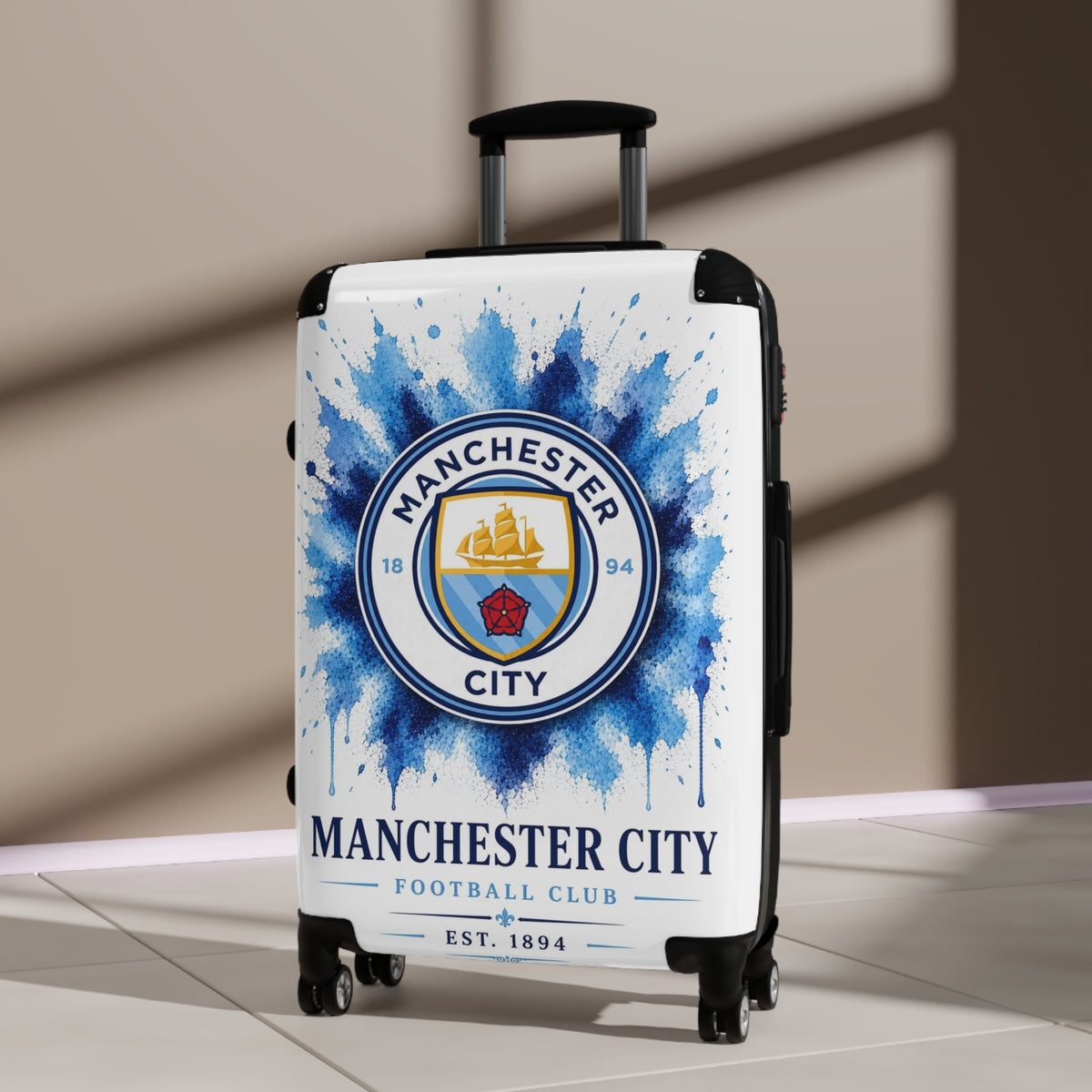 Manchester City Suitcase – Football Club Carry-On Luggage with Crest Design
