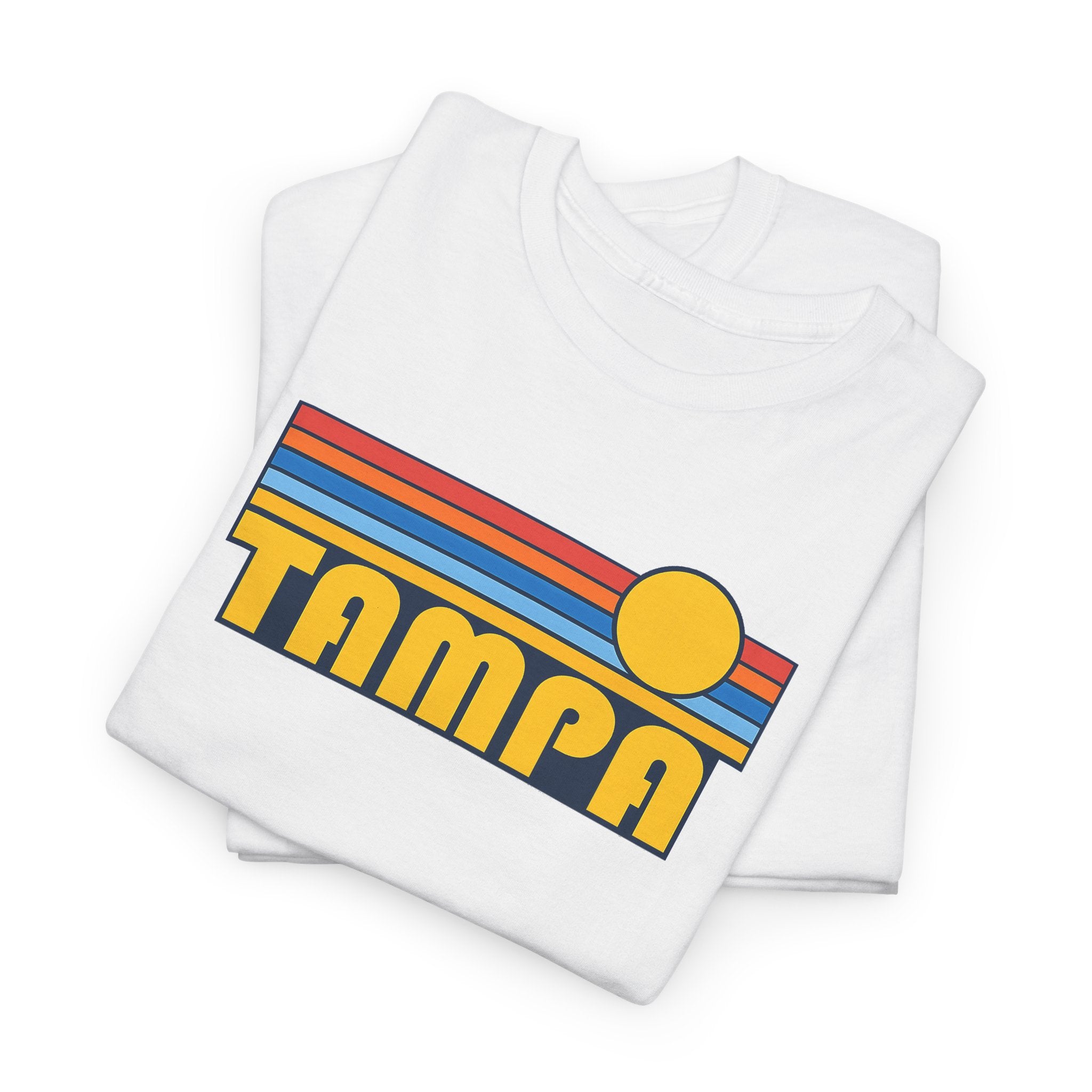 Tampa Retro Sunset T-Shirt — Vintage 70s Striped Beach Tee