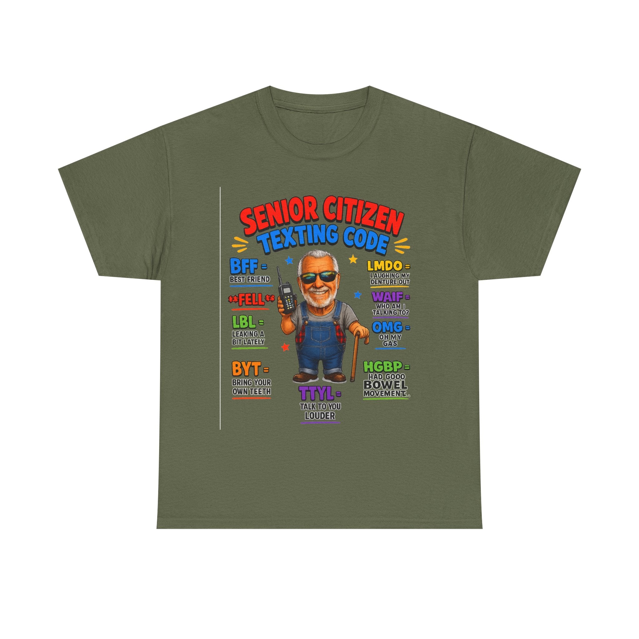 Senior Citizen Texting Code T-Shirt — Funny Grandpa Grandma Retirement Gift