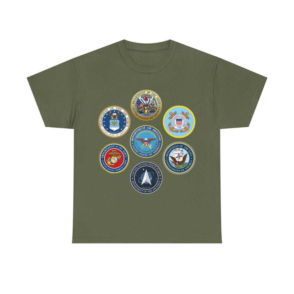Military Branch Seals T-Shirt — Vintage US Armed Forces Emblems Tee