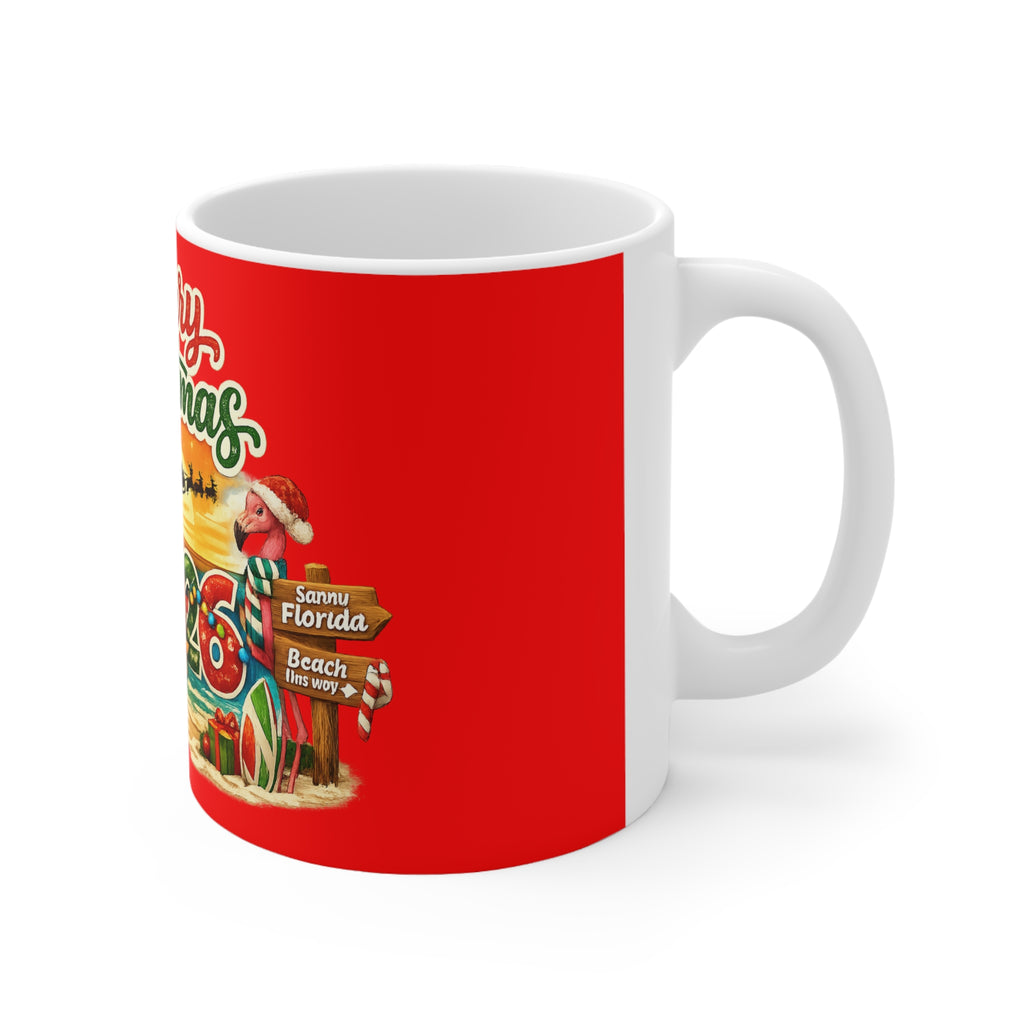 Christmas Beach Mug — "Merry Christmas 2026" Holiday Coffee Cup