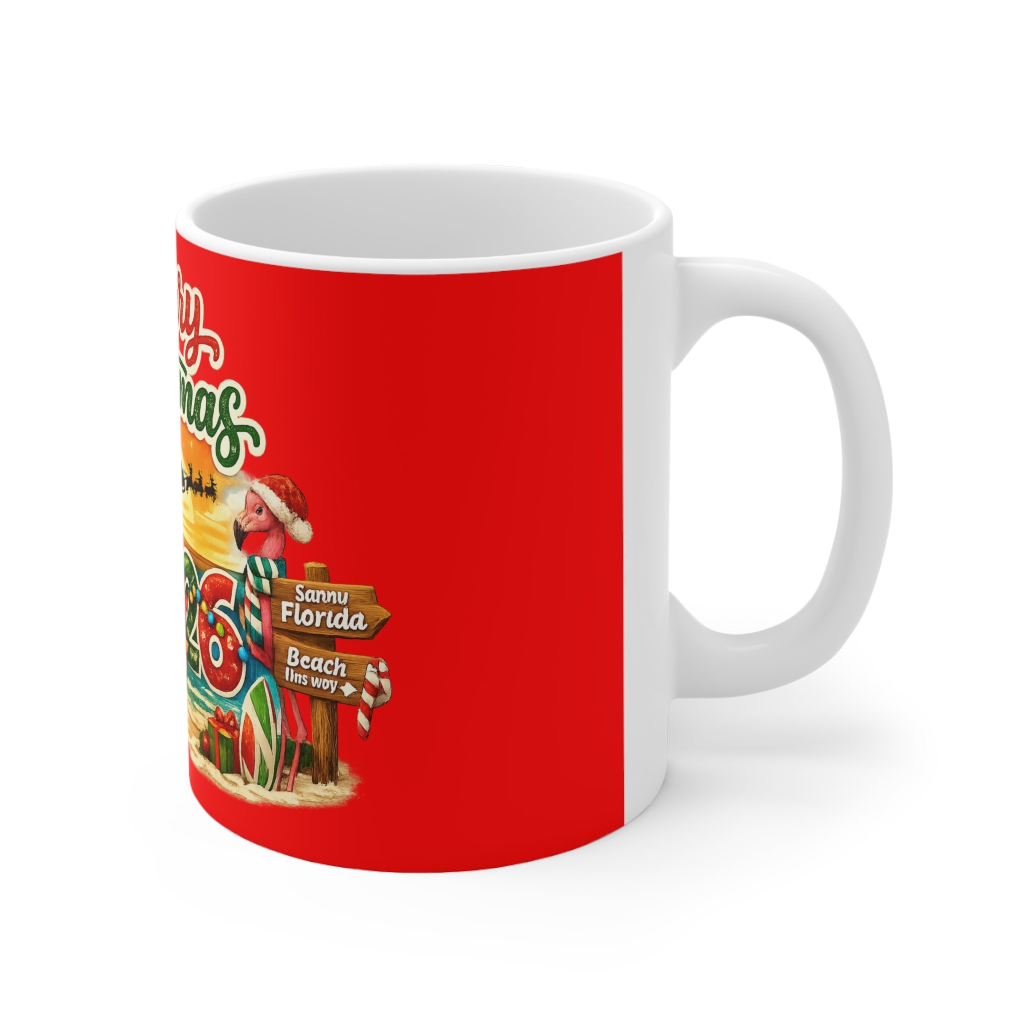 Christmas Beach Mug — "Merry Christmas 2026" Holiday Coffee Cup