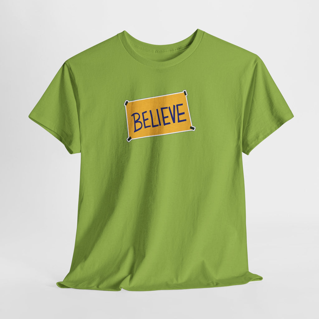 Ted Lasso Inspired Believe Graphic Tee — Inspirational Yellow Patch T-Shirt