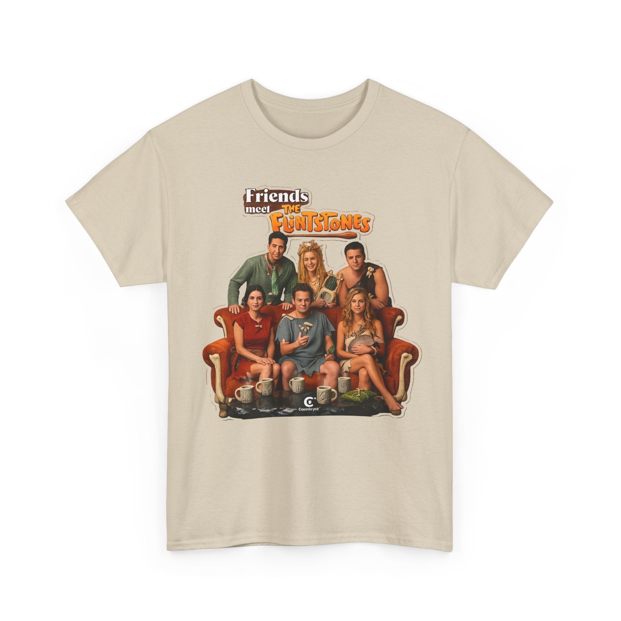 Friends meets the Flintstones TV Sitcom Cast Graphic Tee — 'Friends' Retro Couch Design