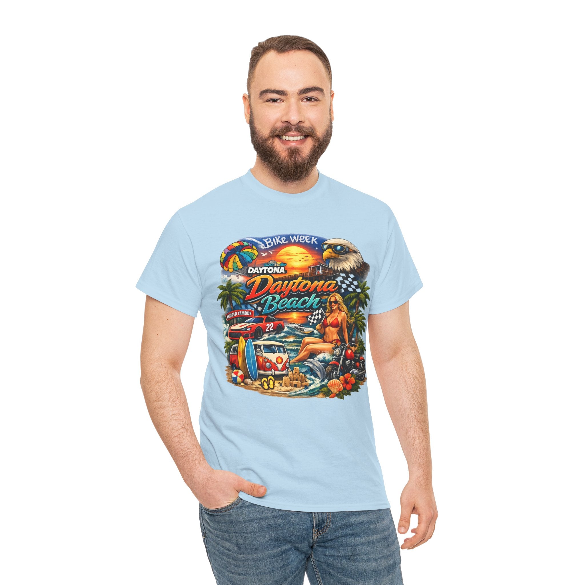 Daytona Beach Vintage Surf T-Shirt — Retro Sunset Palm Beach Tee