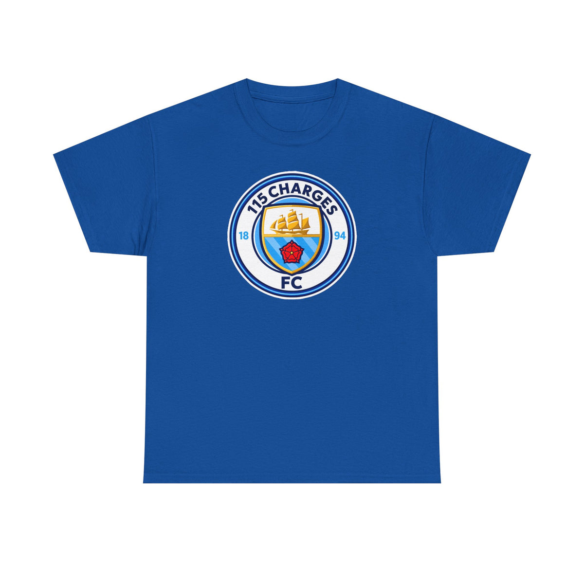 115 Charges FC Crest Cotton Tee — Vintage Blue Club Logo T-Shirt