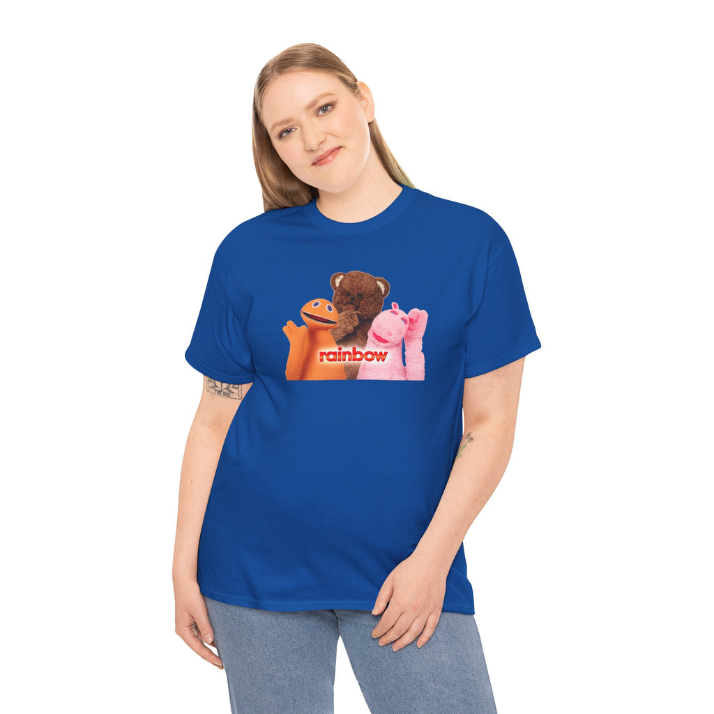 Rainbow Kids TV Zippy, George and Bungle Puppets T-Shirt — Cute Teddy & Hand Puppets Graphic Tee