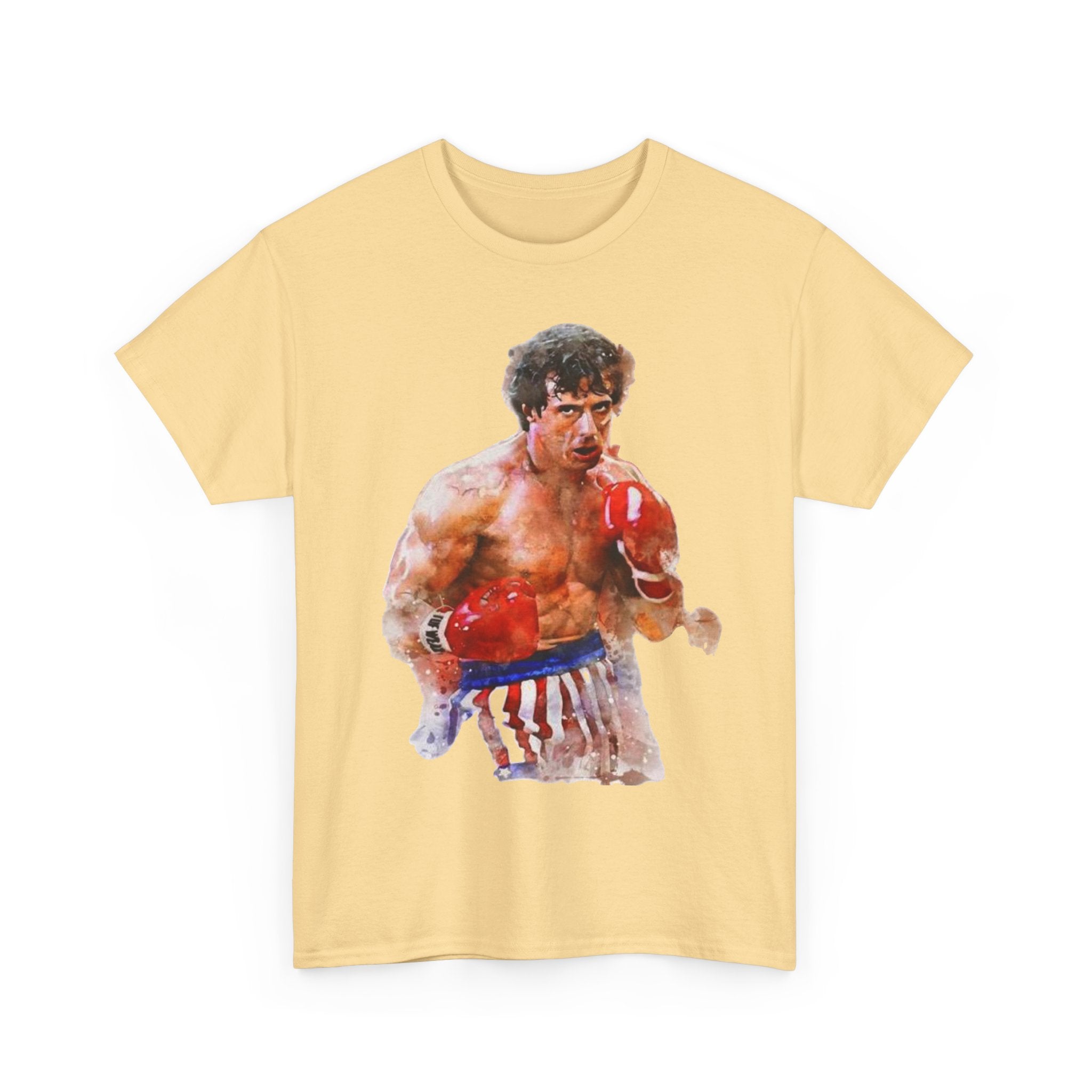 Boxer Rocky Painting T‑Shirt — Vintage American Flag Boxing Tee